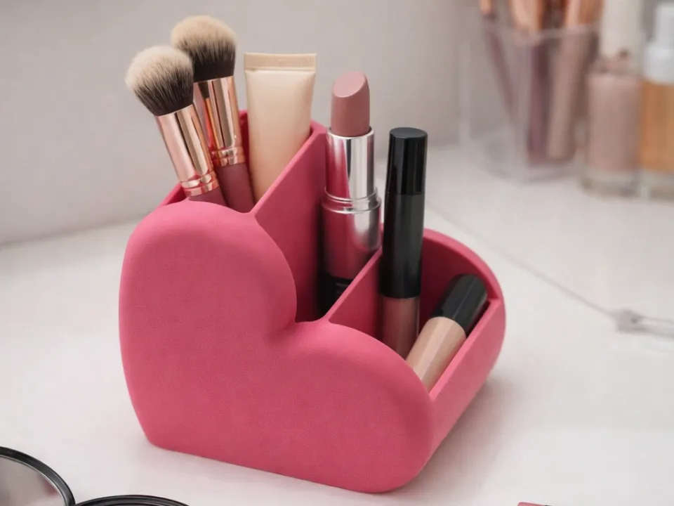 Heart-Shaped Makeup & Desk Organizer