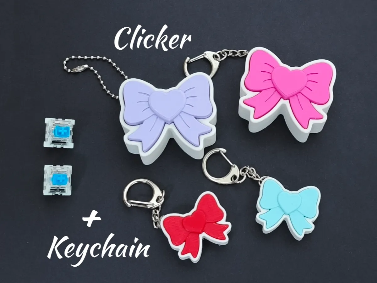 Bow Fidget Clicker Keychain